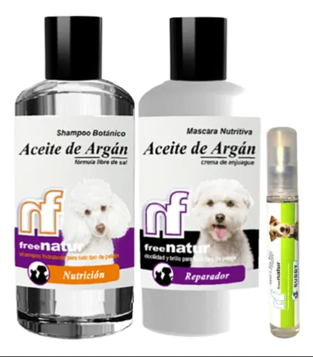 COMBO SHAMPOO FREE NATUR ACEITE DE ARGÁN 250ml + MÁSCARA ACEITE DE ARGÁN FREE NATUR 250ml + FRAGANCIA MASKOTA POCKET 50ml